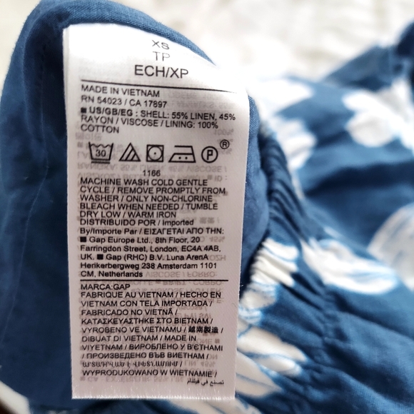 GAP Women Blue White Floral Skirt Linen Blend Maxi Skirt Slit X Small - Picture 7 of 7